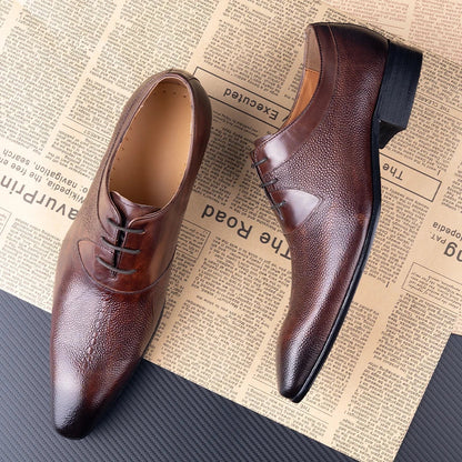 Classic Men's Leather Shoes Lace Up Fashion Genuine Leather Oxfords Men Shoes Handmade Dress Formal Office Trendy Man's Footwear