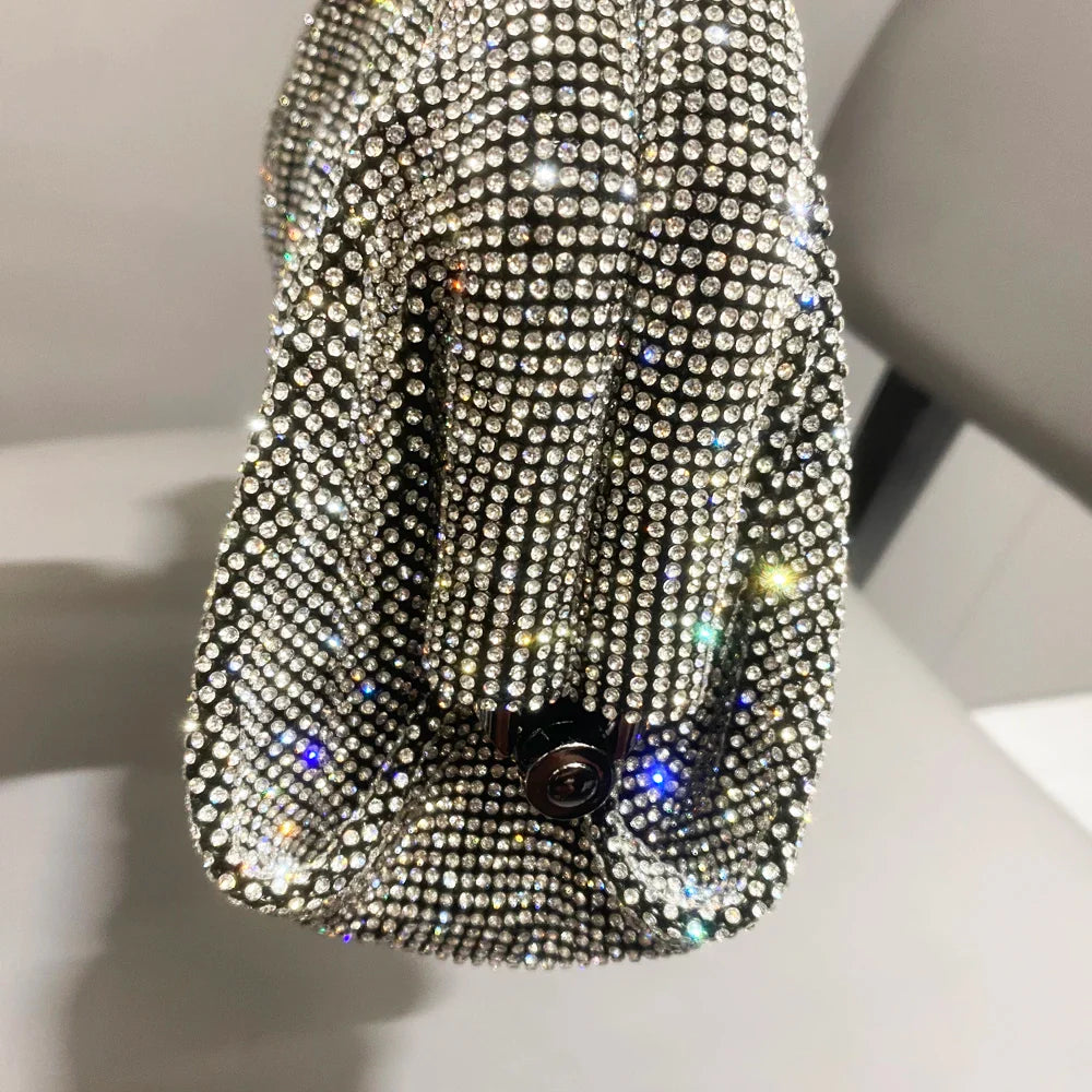 Shiny Rhinestones Handmade Evening Clutch Bags New Folds Purses and Handbags Luxury Designer Wedding Party High Quality