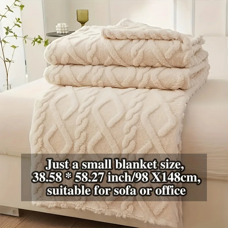 Luxury Plush Fleece Blanket, Ultra Soft Warm Light Beige Throw for Bed & Couch, Cozy French Style Bedding, Machine Washable