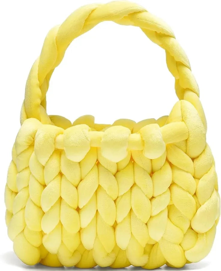 Velvet Bag DIY Hand Woven Bag Crystal Velvet Core Spun Yarn Woven Bag Hand-held Mailman Bag Velvet Handbag New