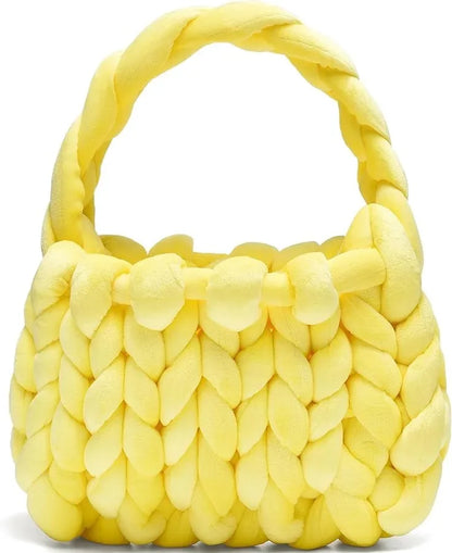 Velvet Bag DIY Hand Woven Bag Crystal Velvet Core Spun Yarn Woven Bag Hand-held Mailman Bag Velvet Handbag New