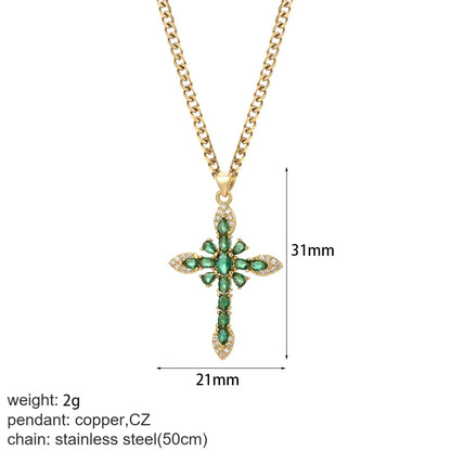 Cross Women's Pendant Collar Gold Color Our Lady Choker Jesus Necklace for Women Long Stainless Steel Chain Amulet Collars