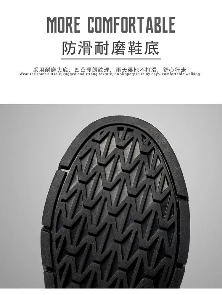 Ankle Boots Black PU Leather Men's Sports Shoes Autumn Winter Comfortable High-top Casual Fashion Platform Boots Man Round Head