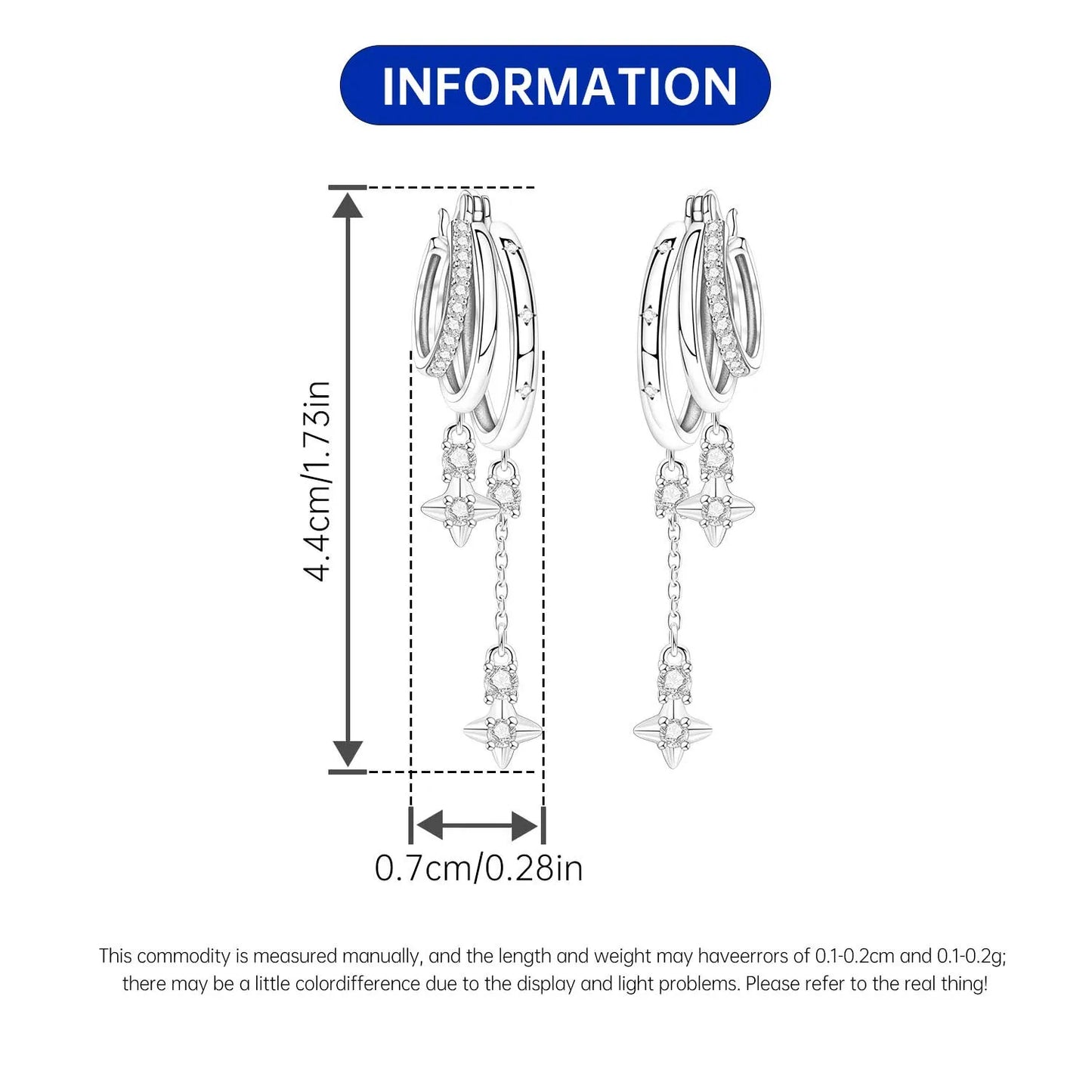 925 Sterling Silver Multi Layer Starry Tassel Drop Earrings Women Earrings Charm Trend Versatile Party Jewelry Gifts