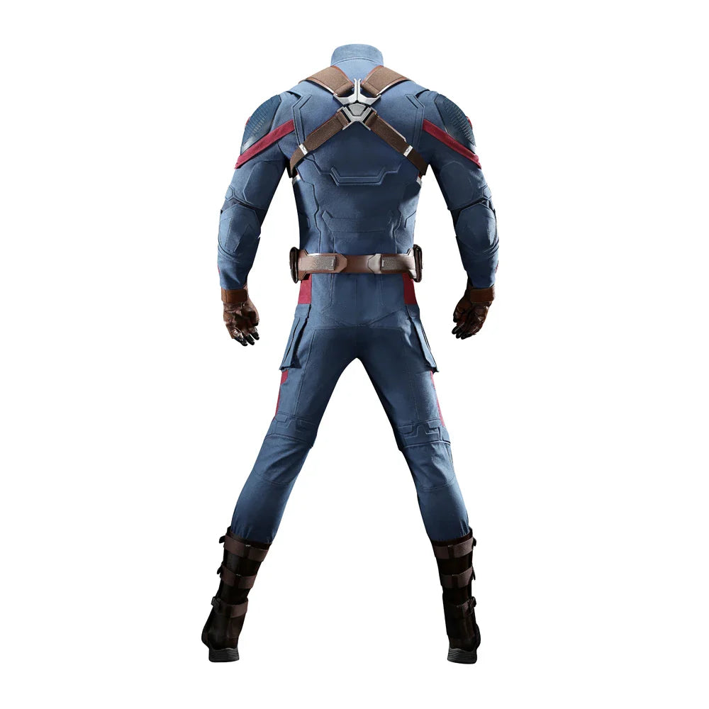 High Quality Adult Superhero Captain Steven Rogers Cosplay Costume Battle Uniform Costume  Halloween Carnival Helmet Boots