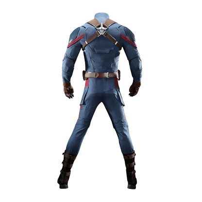 High Quality Adult Superhero Captain Steven Rogers Cosplay Costume Battle Uniform Costume  Halloween Carnival Helmet Boots
