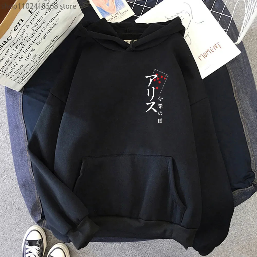 Arisu Seven of Heart Hoodie Anime Alice In Borderland Sweatshirt Spring/Autumn Winter Clothes Harajuku Pullover Men Graphic Tops