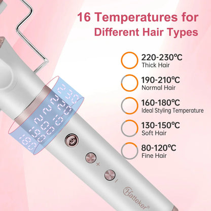 Hatteker Professional Hair Curling Iron Ceramic Triple Barrel Waver Electric Hair Styling Tool for Versatile Curls And Waves EU