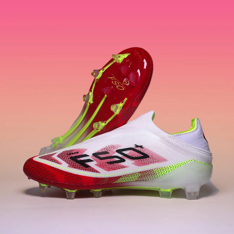 2555 High Quality Mens Soccer Shoes SLIP-ON Non-Slip Turf Soccer Cleats Boys TF/FG Training Football Boots Chuteira Campo F50
