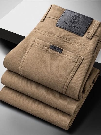 Lyocell Jeans Men Spring Autumn New Fashion Comfortable Straight Long Pants Soft Business Brand Classic Stretch Denim Trousers