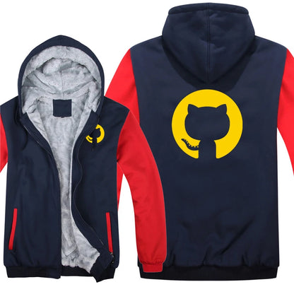 Hoodies Men Coat Winter Warm Fleece Github Programmer Sweatshirts Jacket