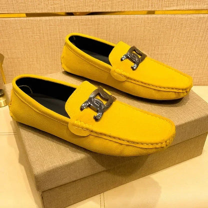 Sapatos Sociais Elegantes Masculinos Slip-on em Couro PU Loafers Leves Confortáveis Sapatos Casuais para Homens Sapatos Flat de Moda de Verão
