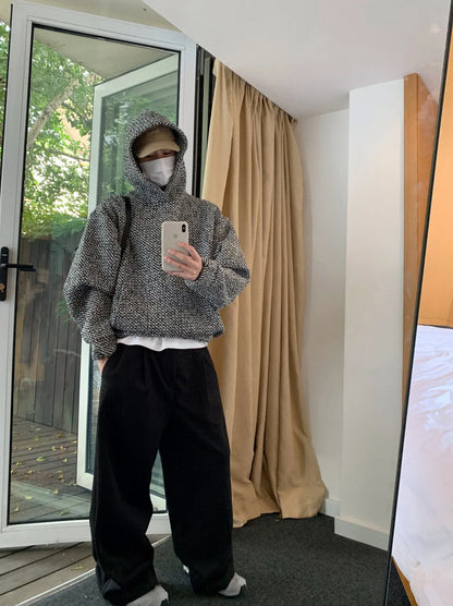 Autumn Clothing Men's Luxury Harajuku Texture Hooded Sweatshirt Casual American Fashion Long Sleeve Vintage Pocket Hoodies M-3XL