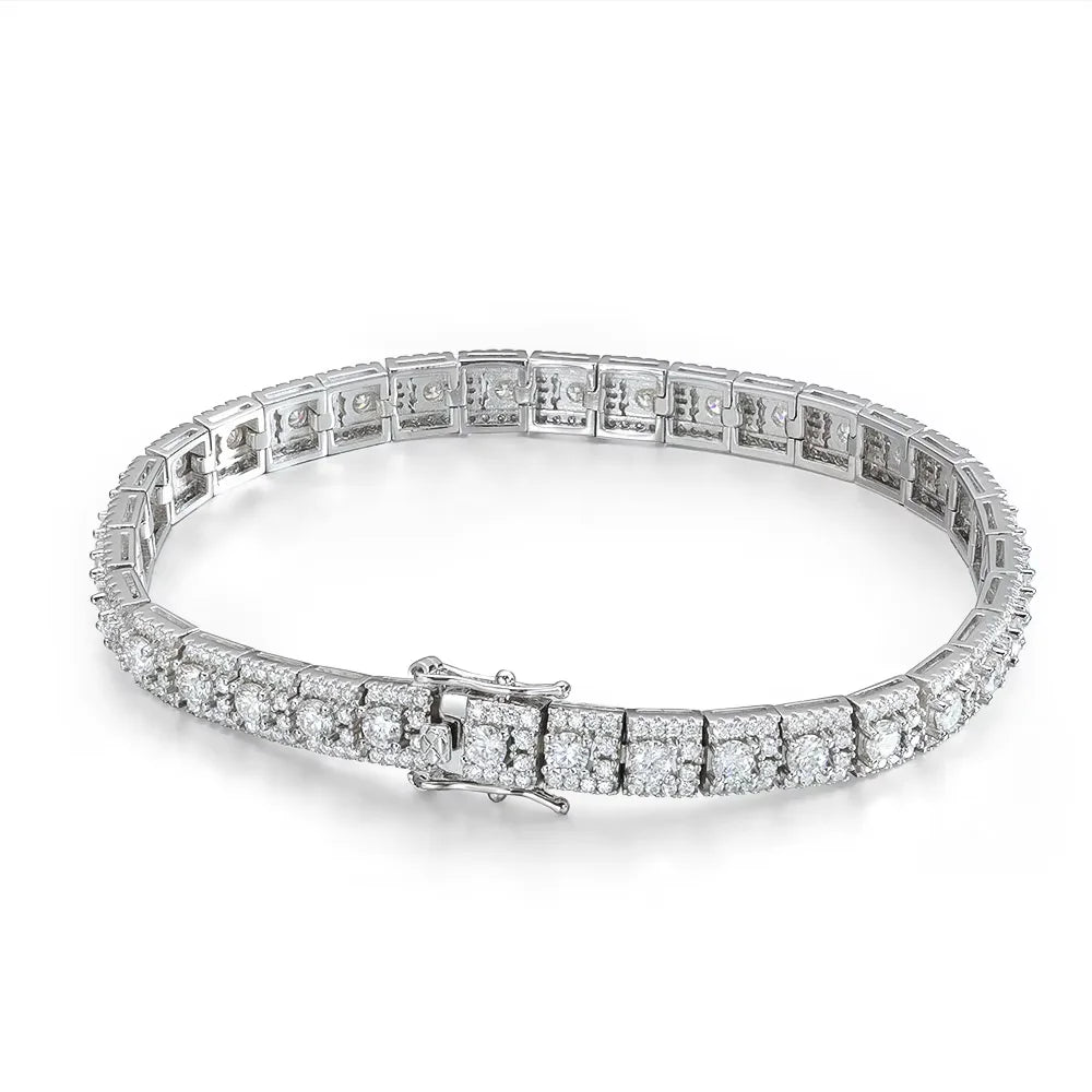 D VVS1 Moissanite Tennis Bracelet GRA Certified Lab Diamond 925 Sterling Silver 6mm Width Cuban Bracelets for Women Man
