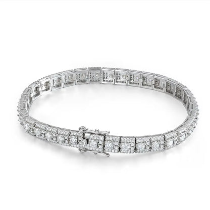 D VVS1 Moissanite Tennis Bracelet GRA Certified Lab Diamond 925 Sterling Silver 6mm Width Cuban Bracelets for Women Man