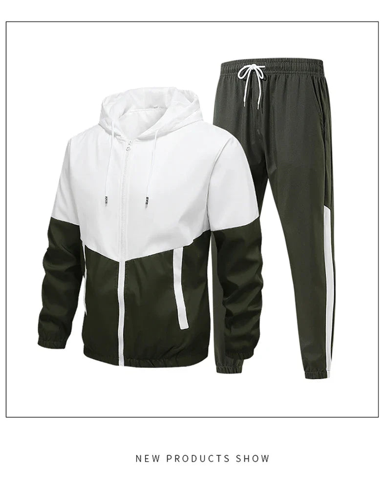 CHRLCK Men's Running Sportswear Suits Breathable Clothes Sports Joggers Training Gym Fitness Tracksuit Sets Men