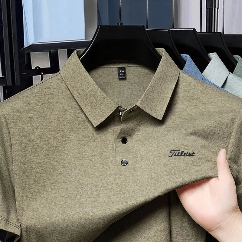 Premium Luxury Man New T-Shirt Polo Shirt Lapel Button Letter Print European Style Summer Hot-Selling Casual Sports MensClothing