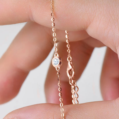 2025 Trendy 3mm Moissanite Jewelry Set 925 Silver Plated Rose Gold Necklace Bracelet Earrings Set for Women Valentine's Day Gift