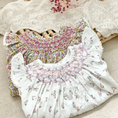 Smocked Ruffles Lace Girls Beach Dress Summer Soft Breathable Toddler Girls Clothing Children Holiday A-Line Dress Vestidos 2024