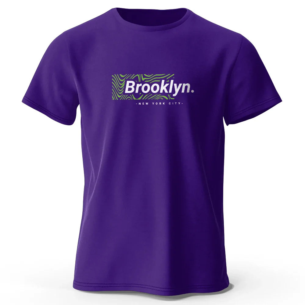 Brooklyn New York Print, Men's Novel Graphic Design T-shirt, Casual Comfy Summer Tees for Men's Daily ActivitiesTops Clothing
