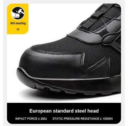 Men Safety Shoes Steel Toe Sneakers Rotated Buckle Puncture Proof Work Safety Boots Man Air Cushion Warehouse Work Shoes