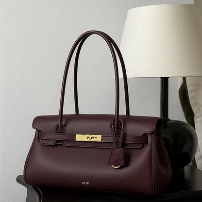 Women's 2026 New Yara Underarm Bag Large Capacity Breadstick Bag Small Design Trendy Lock Buckle Soft Leather Handbag