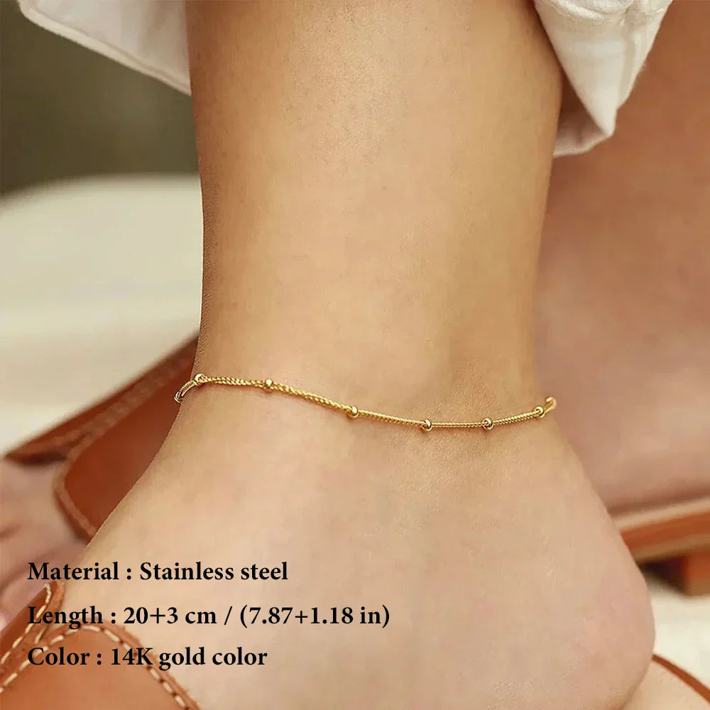 Stainless Steel Chain Necklace for Women Gold Color Thin Choker Bead Chain Necklace Jewelry Wholesale Dropshipping