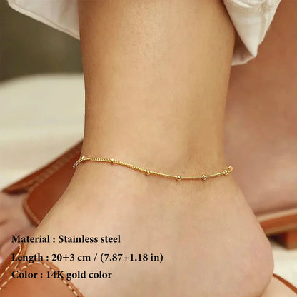 Stainless Steel Chain Necklace for Women Gold Color Thin Choker Bead Chain Necklace Jewelry Wholesale Dropshipping