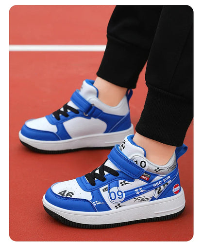 Cute girls and boys basketball shoes school activities children's casual shoes low-cut shoes autumn and winter new leather shoes