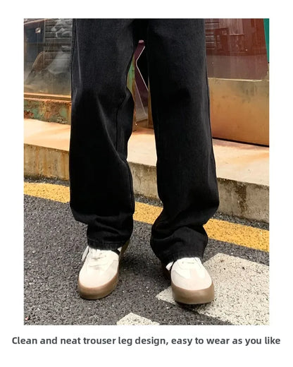 Men's Daily Casual American Korean Loose Jeans Spring Summer Fashion Street Style Retro Straight Wide Leg Y2K Jeans Denim Pants