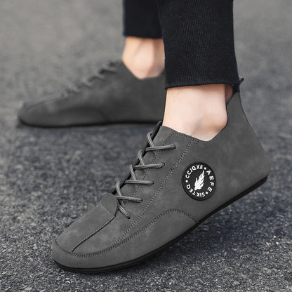 Men's Loafers Lightweight Driving Casual Thin Bottom Flats Shoes Soft Sole Comfortable Non Slip Lace-up Walking Shoes Men