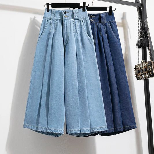 Fashionable Tencel Casual Loose Solid-colored Jeans