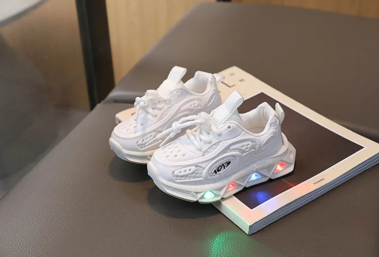 Baby Shoes 2025 Spring Autumn New Boys and Girls Light Up Clunky Sneaker Small and Medium-sized Children's Soft Soled Baby Shoes