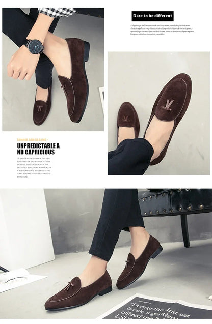 Loafers men Korean version of the trend British fringe men's shoes suede sanded bean shoes a slip-on small leather shoes