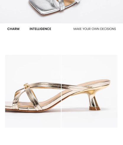 Women's Sandals Summer Cowhide New Thin Belt Business Fashion Sandals Wedding and Dinner Shoes