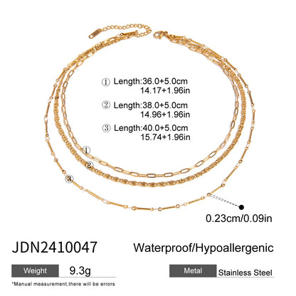 Simple Jewelry 18K Gold Plated Flat Snake Chain Layer Necklace Stainless Steel Snake Rope Chain Necklace Gift