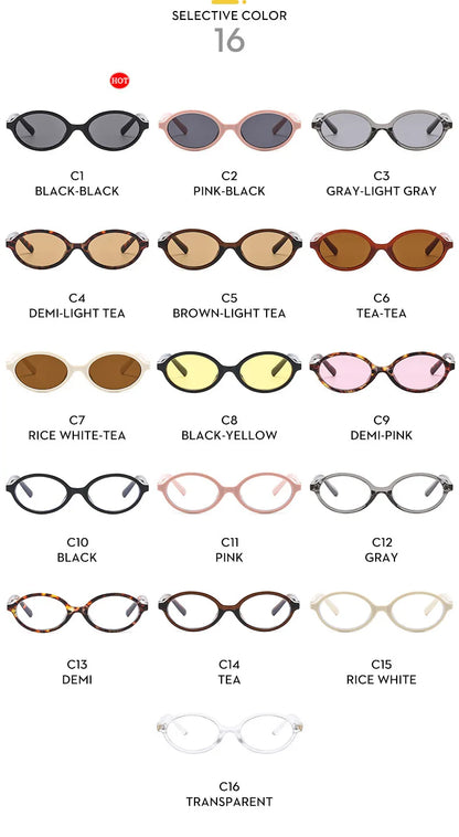 New Oval sunglasses For women Fashion Brand Black Small Frame Sun Glasses Female Retro Clear Lenses Eyewear Lady Trendy UV400