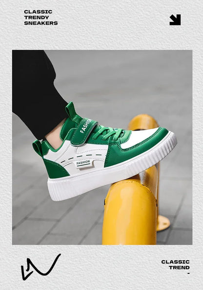 Green Skateboard Shoes Kids Trainers Fashion Lightweight Children's Sports Shoes Comfortable Non-slip Casual Sneakers For Boys
