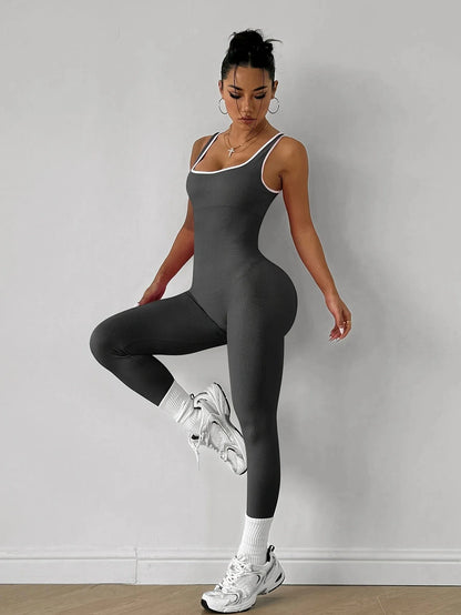 Jumpsuit for Women Workout Seamless Jumpsuits Yoga Ribbed One Piece Tank Tops Rompers Sleeveless Exercise Jumpsuits
