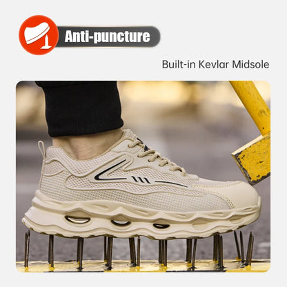 Men's safety shoes are super lightweight, breathable, comfortable, anti smashing, plastic toe protection and work shoes