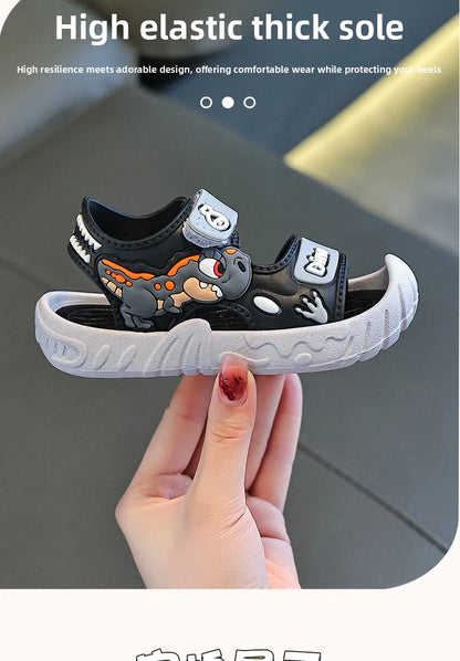 Children' Fashion Sport Sandals Geometric Patterns Breathable Wear-resistant Soft Shoes With Adjustable Velcro For Boys & Girls
