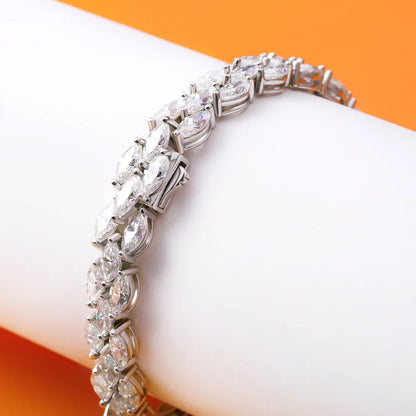 3*6mm 0.3ct Marquise Cut Moissanite Diamond Tennis Bracelets with Certifcate 100% S925 Silver Bridal Wedding Bracelet for Women