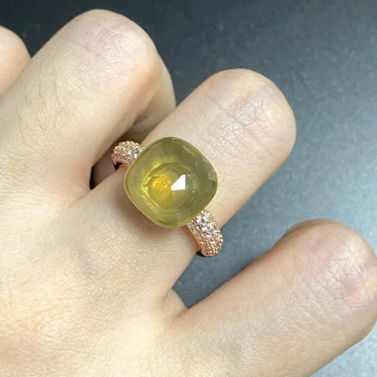Original Design Pink Crystal Zircon Ring Candy Style Flat Ring for Women Wedding Party Fashion Jewelry Gift