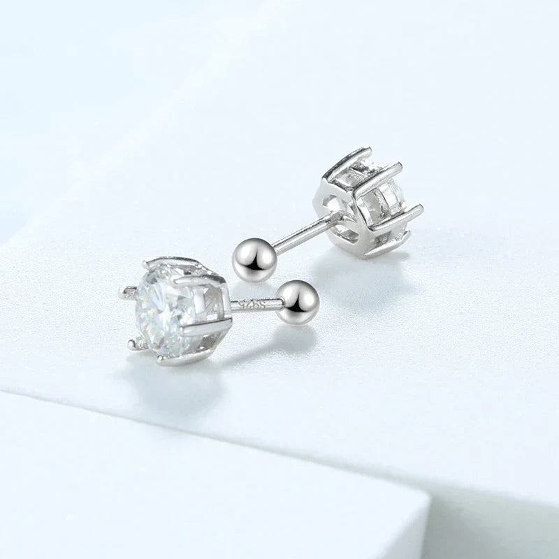6.5mm Certified Moissanite Stud Earrings for Men Women Created Diamond Studs S925 Rhodium Plated Luxury Quality Jewelry