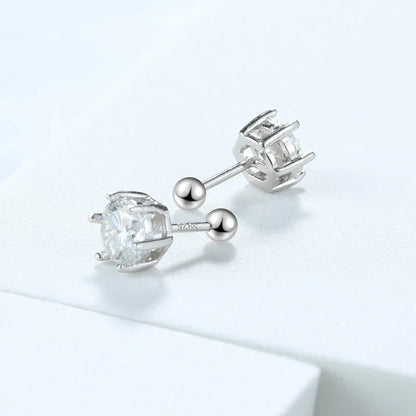 6.5mm Certified Moissanite Stud Earrings for Men Women Created Diamond Studs S925 Rhodium Plated Luxury Quality Jewelry