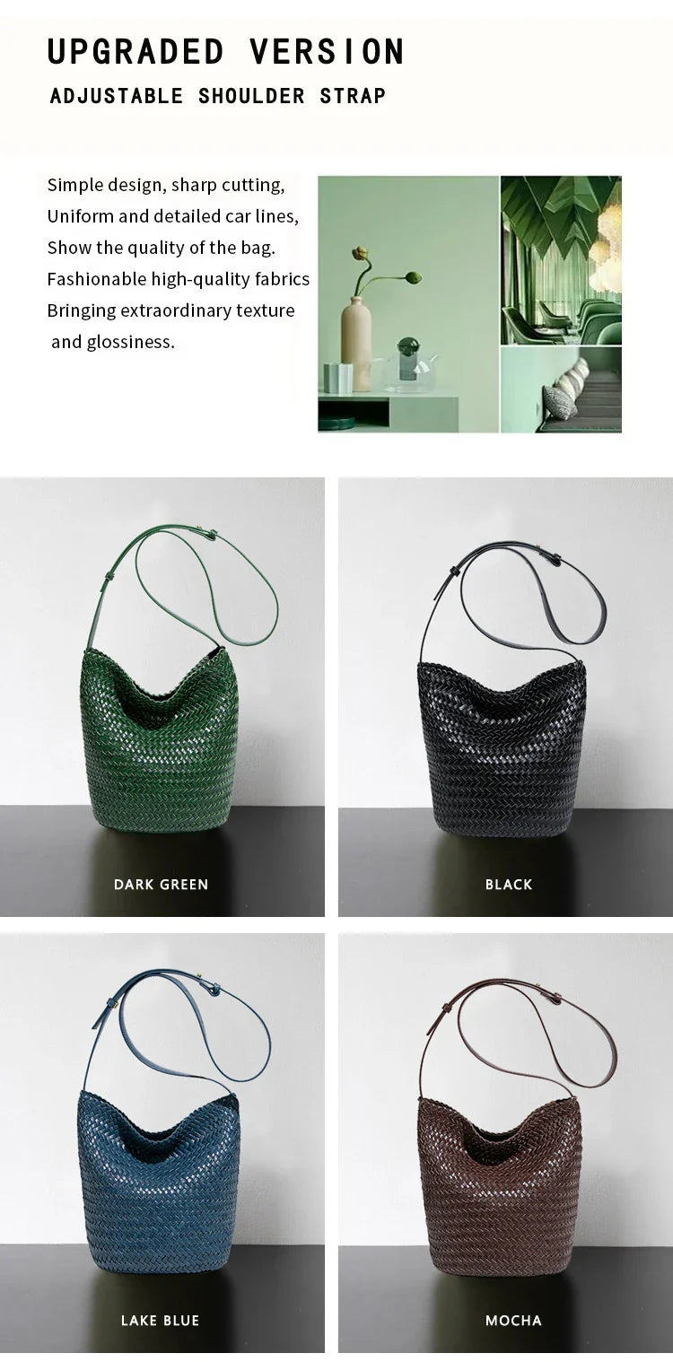 luxury woman handbagNew high end Hand-woven genuine leather women's bag large capacity shoulder tote bag underarm bag bucket bag