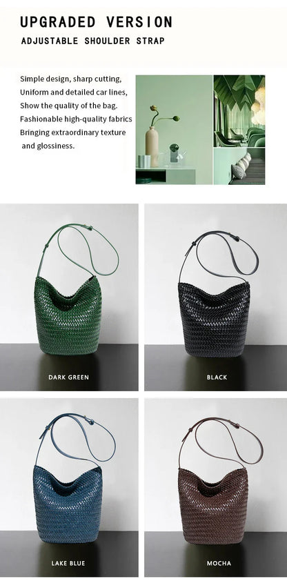 luxury woman handbagNew high end Hand-woven genuine leather women's bag large capacity shoulder tote bag underarm bag bucket bag