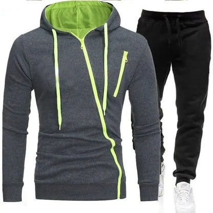 2024 Male Hoodie+Pants 2Pcs Jogging Sports Suit Casual Tracksuit Men Hooded Sweatshirt Outfit Spring Autumn Mens Sets Sportswear
