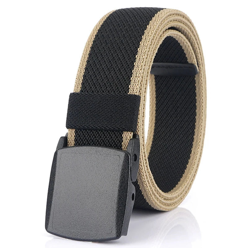 Metal Free Men's Elastic Belt Strong Engineering Plastic Quick Release Nylon Buckle Unisex Stretch Belt Outdoor Girdles