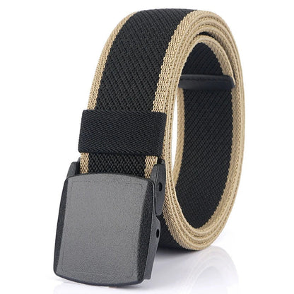 Metal Free Men's Elastic Belt Strong Engineering Plastic Quick Release Nylon Buckle Unisex Stretch Belt Outdoor Girdles